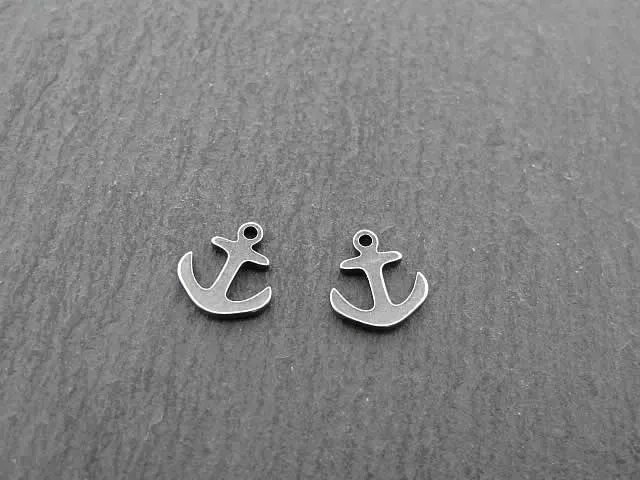 Stainless Steel Anchor, Color: Platinum, Size: ±9x8mm, Qty: 1 pc.