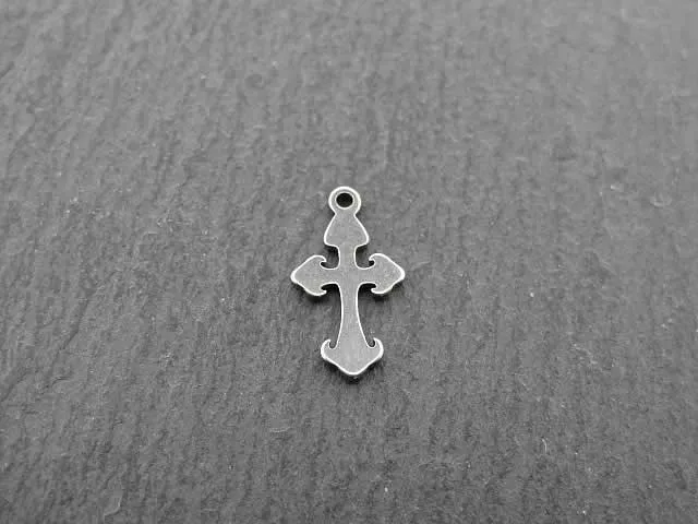 Stainless Steel Cross, Color: Platinum, Size: ±13x7mm, Qty: 1 pc.