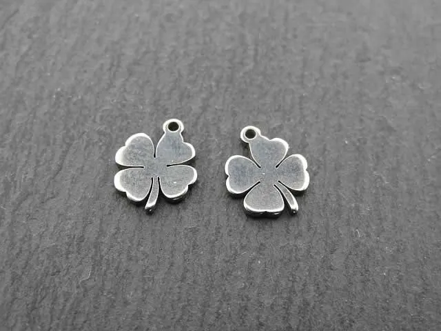 Stainless Steel Shamrock, Color: Platinum, Size: ±10x8mm, Qty: 1 pc.