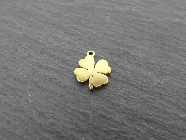 Stainless Steel Shamrock, Color: Gold, Size: ±10mm, Qty: 1 pc.