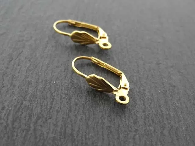 Stainless Steel Ear Hook, Color: gold plated, Size: ±19x10mm, Qty: 2 pc.