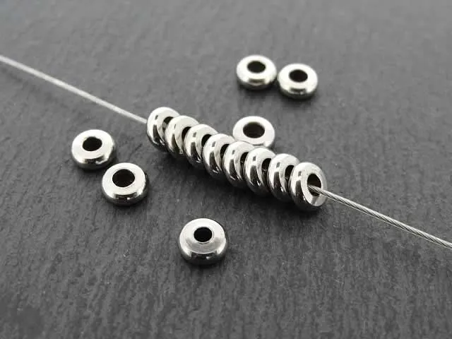 Heishi Stainless Steel Bead, Color: platinum, Size: ±2x6mm, Qty: 8 pc.
