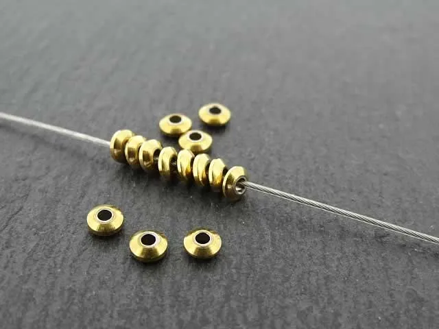 Heishi Stainless Steel Bead, Color: gold plated, Size: ±1.5x4mm, Qty: 6 pc.