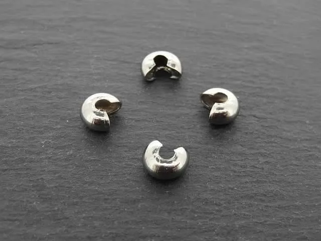 Stainless Steel Crimp Bead Cover, Color: platinum, Size: ±5mm, Qty: 4 pc.