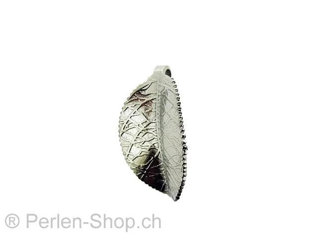 Stainless Steel Pendant Leaf, Color: Platinum, Size: ±28x17x2mm, Qty: 1 pc.