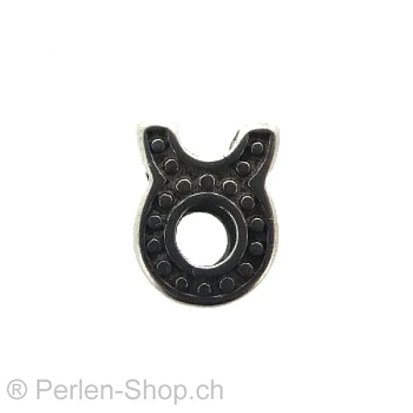 Stainless Steel Zodiac Bull, Color: Platinum, Size: ±9x11mm, Qty: 1 pc.