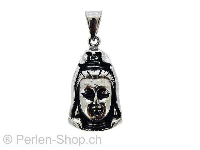 Stainless Steel Pendant Buddha, Color: Platinum, Size: ±41x18x8mm, Qty: 1 pc.