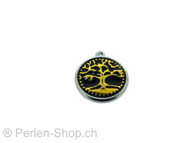 Stainless Steel Tree of Life, Color: Platinum, Size: ±18x2mm, Qty: 1 pc.