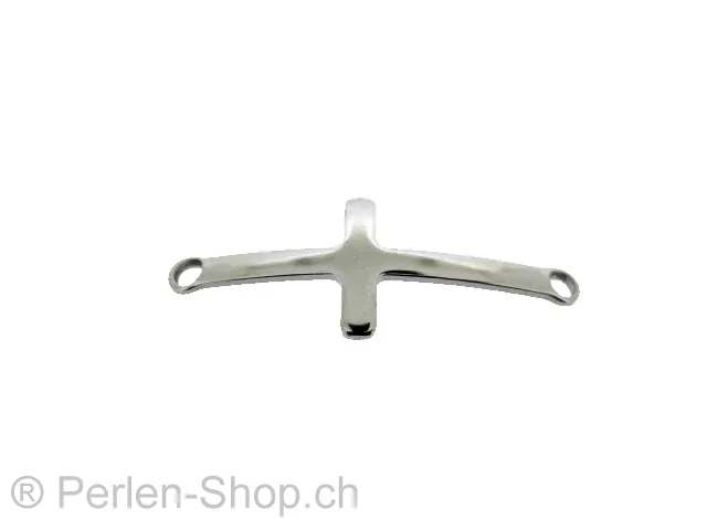 Stainless Steel Cross for bracelet, Color: Platinum, Size: ±40x16x1mm, Qty: 1 pc.