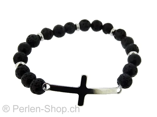 Connecteur en acier inoxydable croix pour bracelet , Couleur: Platinum, Taille: ±40x16x1mm, Quantite: 1 piece