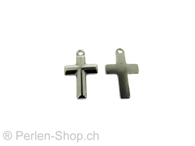 Pendentif en acier inoxydable croix, Couleur: Platinum, Taille: ±21x13x2mm, Quantite: 1 piece