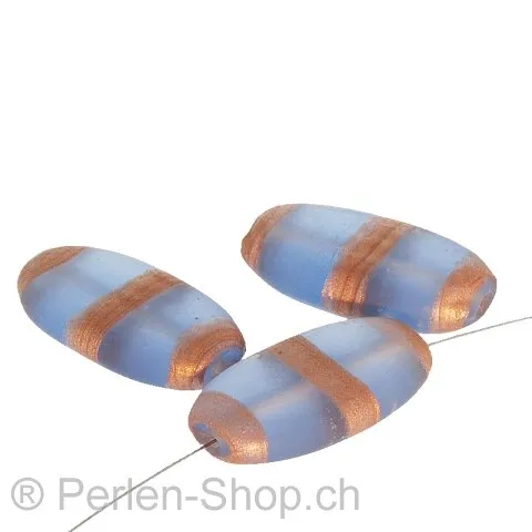 perle ovale plate, Couleur: bleu, Taille: ±30x16x7mm, Quantite: 5 piece