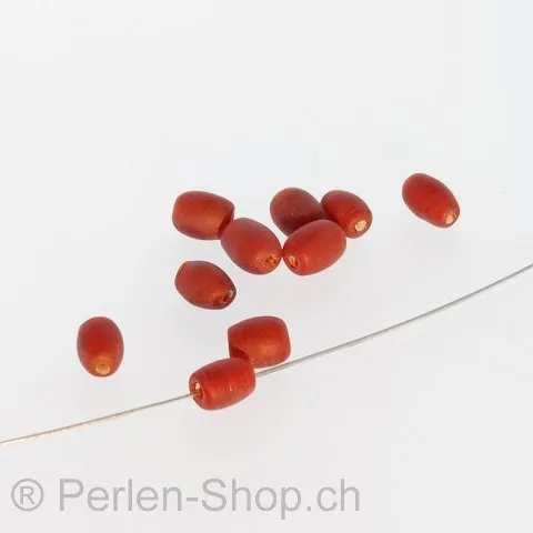 Glassbeads Olive, color red, ±7x5mm, 100 pc.