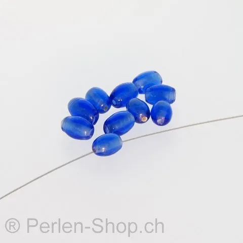 Glassbeads Olive, color blue, ±7x5mm, 100 pc.