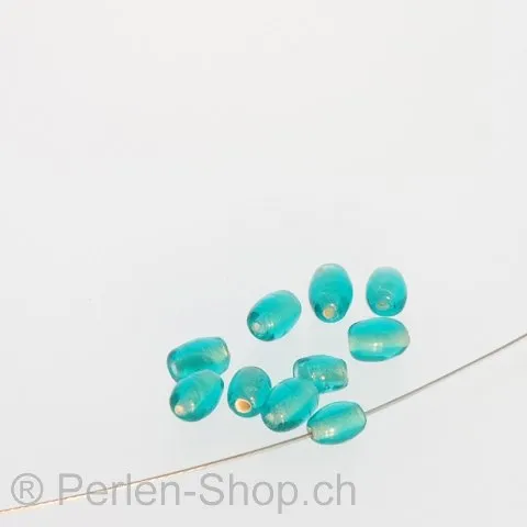 Glassbeads Olive, color turquoise, ±7x5mm, 100 pc.