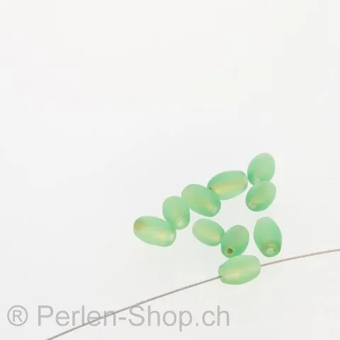 Glassbeads Olive, color green, ±7x5mm, 100 pc.