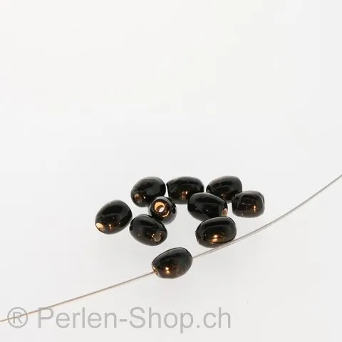 Glassbeads Olive, color black, ±7x5mm, 100 pc.