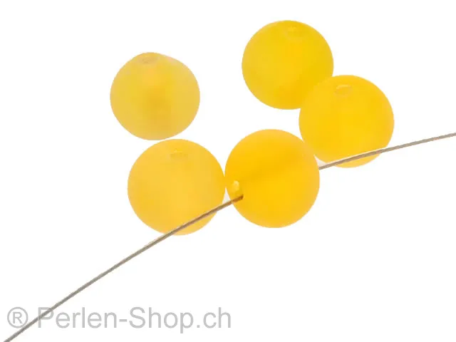 Handgemachte Glas Kugel, Farbe: Gelb, Grösse: ±10mm, Menge: 10 Stk.