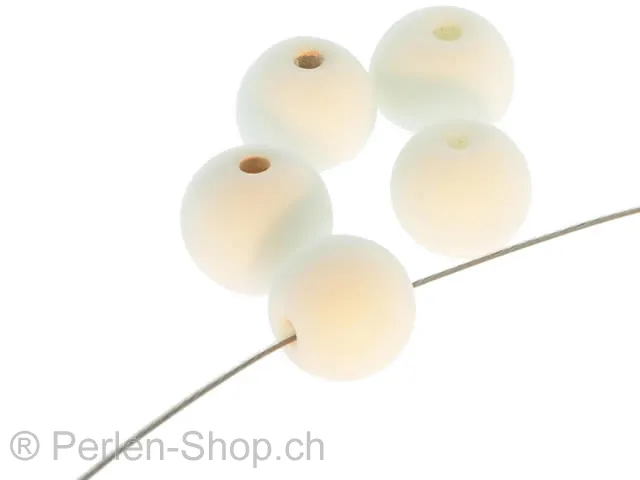 Perles de verre faites à la main rondes, Couleur: blanc, Taille: ±10mm, Quantite: 10 piece
