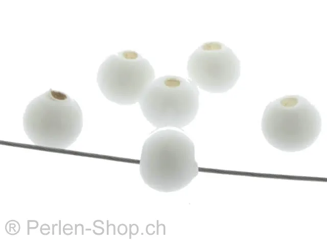 Perles de verre faites à la main rondes, Couleur: blanc, Taille: ±6mm, Quantite: 30 piece
