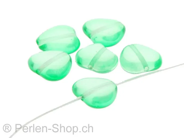 Glas Herz, Farbe: Grün, Grösse: 10 mm, Menge: 10 Stk.