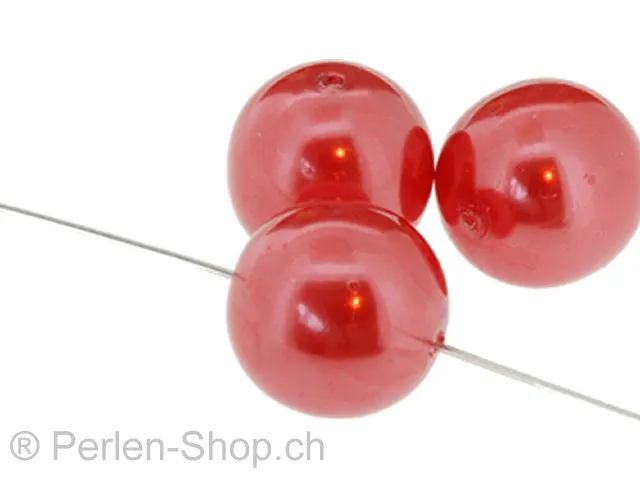 perle ronde, Couleur: rouge, Taille: 16 mm, Quantite: 3 piece