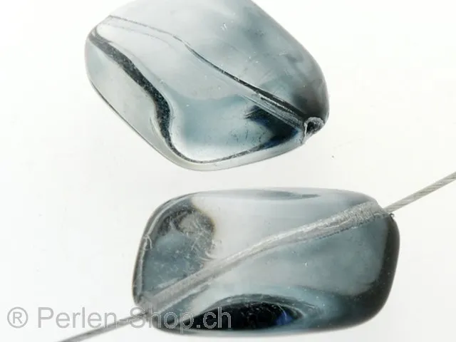 Glas Nugget, Farbe: Grau, Grösse: 24 mm, Menge: 2 Stk.