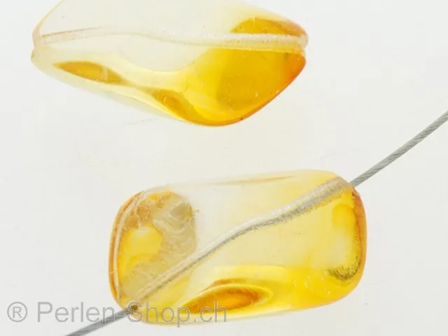 Glas Nugget, Farbe: Gelb, Grösse: 24 mm, Menge: 2 Stk.