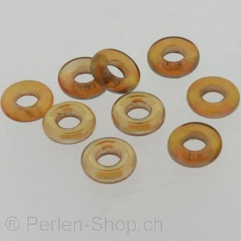 Heishi Glass Ring, Color: brown, Size: ±9X3mm, Qty: 20 pc.