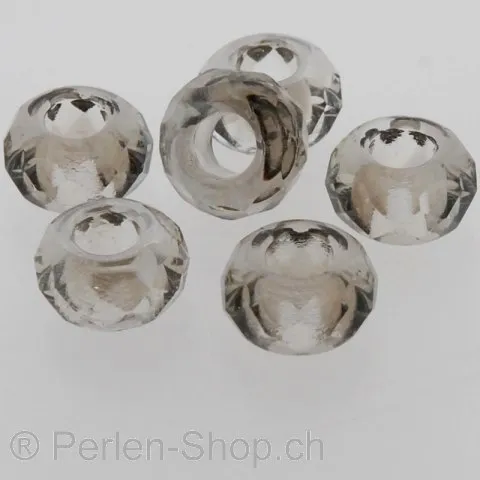 Glas Ring Farbe: Grau, Grösse: 8 mm, Menge: 5 Stk.