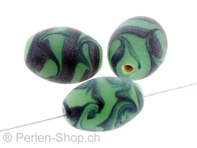 Glass olive, Color: green, Size: ±18mm, Qty: 3 pc.