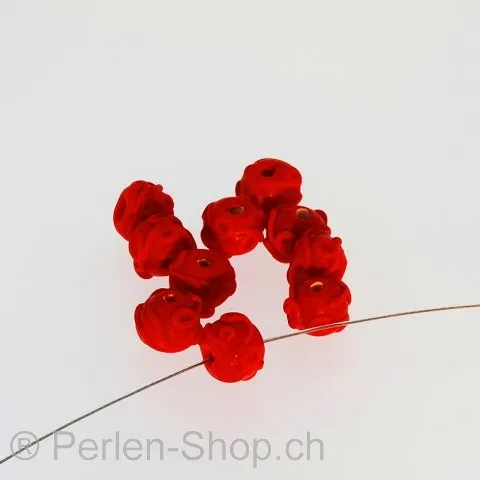 Glass Bead, Color: Red, Size: 8 mm, Qty: 10 pc.