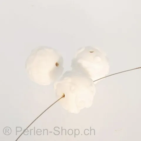 Glass Bead, Color: White, Size: 18 mm, Qty: 2 pc.