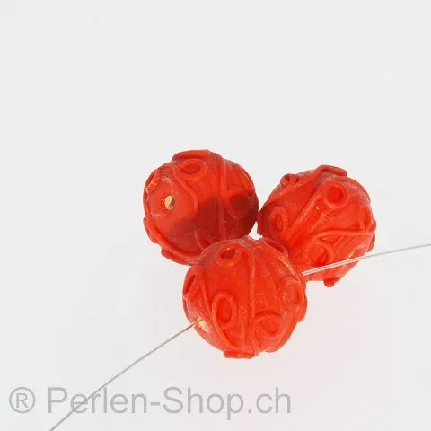 Glass Bead, Color: Red, Size: 18 mm, Qty: 2 pc.