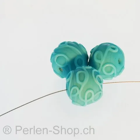 Glass Bead, Color: Blue, Size: 18 mm, Qty: 2 pc.