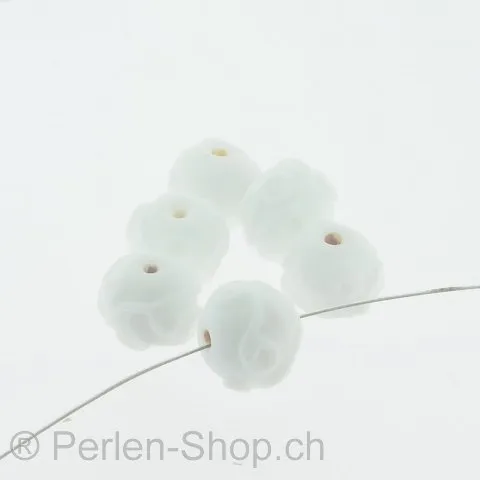 Glass Bead, Color: White, Size: 12 mm, Qty: 5 pc.