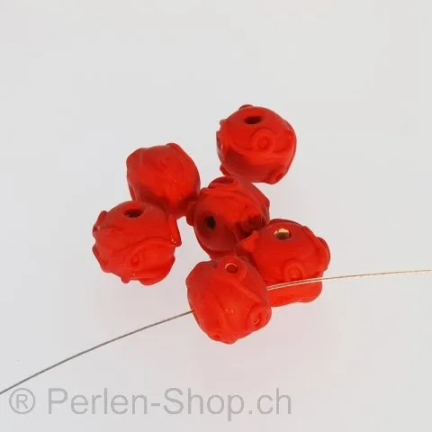 Glass Bead, Color: Red, Size: 12 mm, Qty: 5 pc.