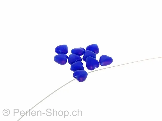 Glas Herzli, Farbe: blau, Grösse: ±6mm, Menge: 20 Stk.