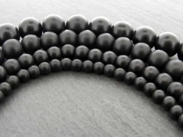 Blackstone, Semi-Precious Stone, Color: black, Size: ±6mm, Qty: 1 string ±38cm (±62 pc.)