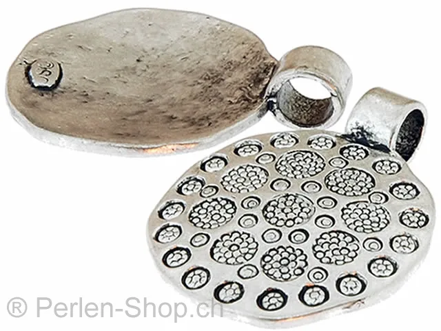 Metal pendant, Color: silver, Size: ±25mm, Qty: 1 pc.