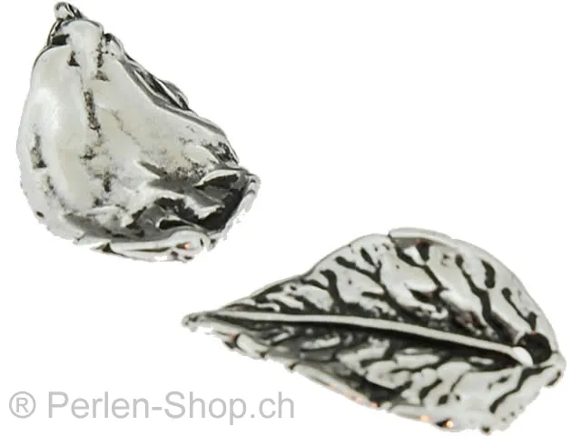 Metal leaf, Color: antique silver, Size: ±23mm, Qty: 1 pc.