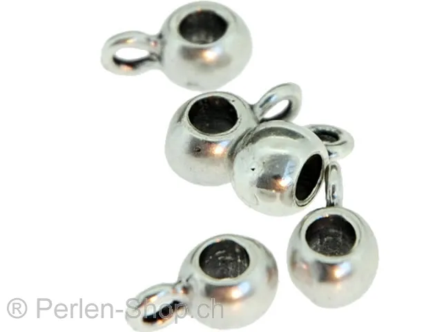 Metall Kugel mit Oehse, Farbe: Silber dunkel, Grösse: 5 mm, Menge: 2 Stk.