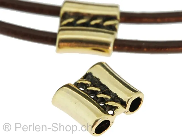 Metall Doppelröhre, Farbe: Gold, Grösse: 13 mm, Menge: 1 Stk.