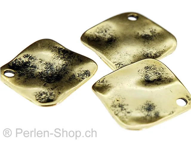 Metall Anhänger Romboid, Farbe: Gold, Grösse: ±19mm, Menge: 1 Stk.