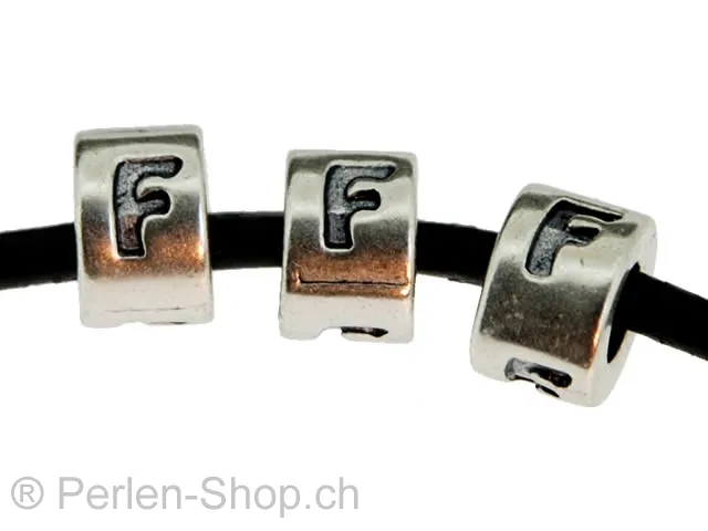 Buchstaben F, Farbe: Silber dunkel, Grösse: 6 mm, Menge: 1 Stk.
