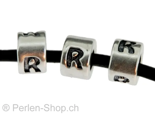 Letter R, Color: Dark Silver, Size: 6 mm, Qty: 1 pc.