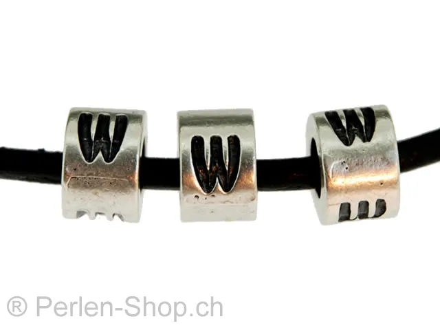Letter W, Color: Dark Silver, Size: 6 mm, Qty: 1 pc.