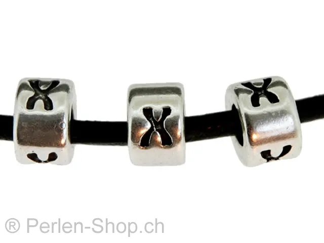 Letter X, Color: Dark Silver, Size: 6 mm, Qty: 1 pc.