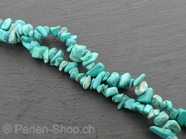 Turqoise Semi-Precious Stone Chips, Color: turquoise, Size: --, Qty: String ±32"