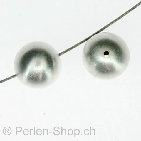 Silberperlen rund gebürstet, opak matt, 12mm, SILBER 925, 1 Stk.